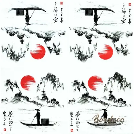 Serwetka do decoupage japoński widoczek z łódką 33x33 Paper+Design Unikat